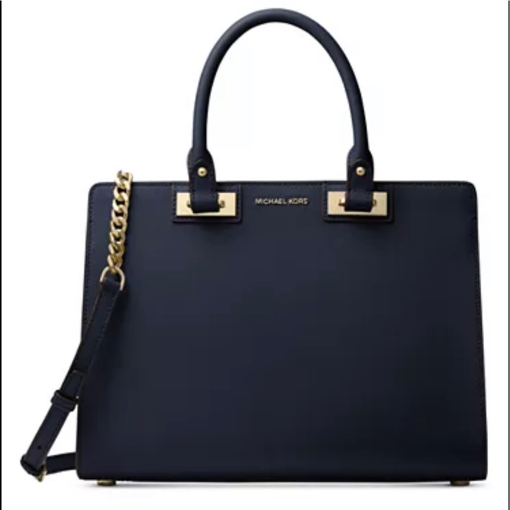 Michael Kors Quinn large satchel navy crossbody